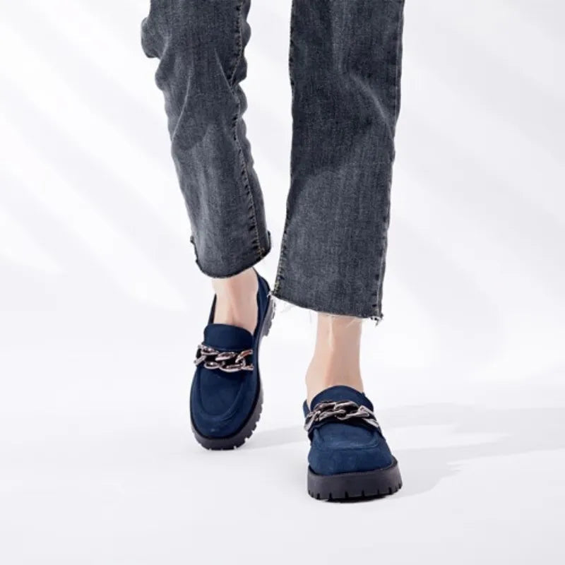 Mocassim Feminino Camurça Azul