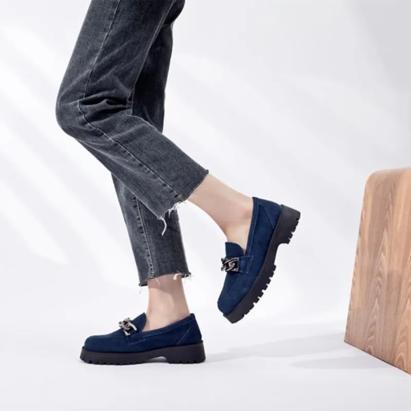Mocassim Feminino Camurça Azul