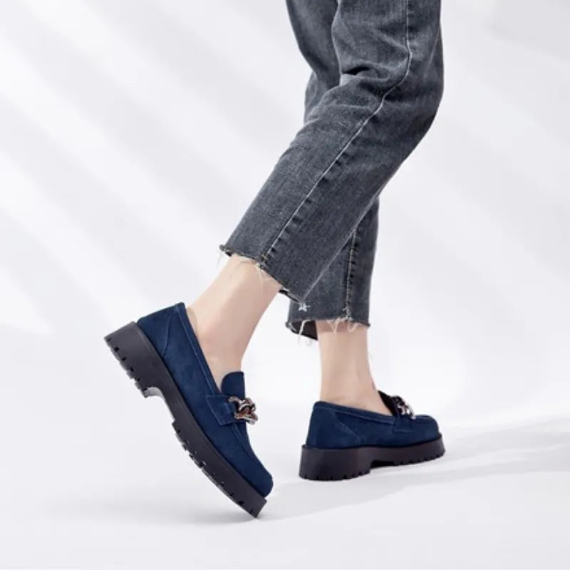 Mocassim Feminino Camurça Azul